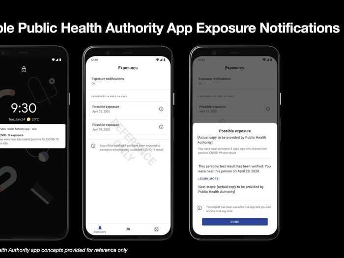 Notifications would also include official information and next steps provided by government health authorities.