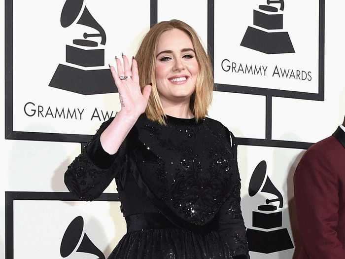 On the heels of a global tour, Adele stopped by the 2016 Grammys in a shimmery Givenchy gown.