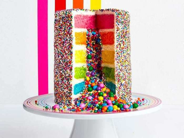 A colorful, sprinkle-filled take on a birthday cake