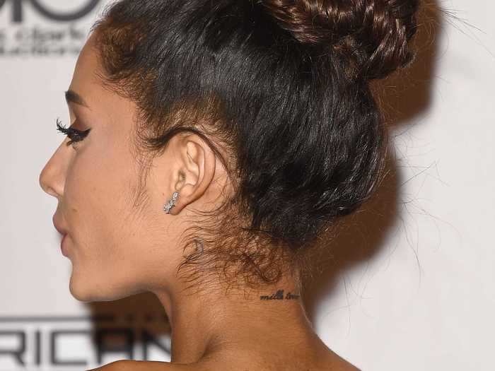 Two years later, Grande got the phrase "mille tendresse" inked on the back of her neck.