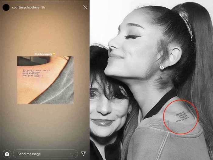 Grande has a quote from "The Truman Show" on her upper back.