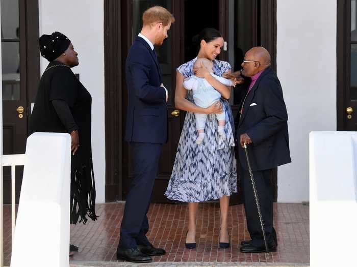 SEPTEMBER 2019: The four-month-old joined his parents to meet Archbishop Desmond Tutu during their royal tour of Africa.