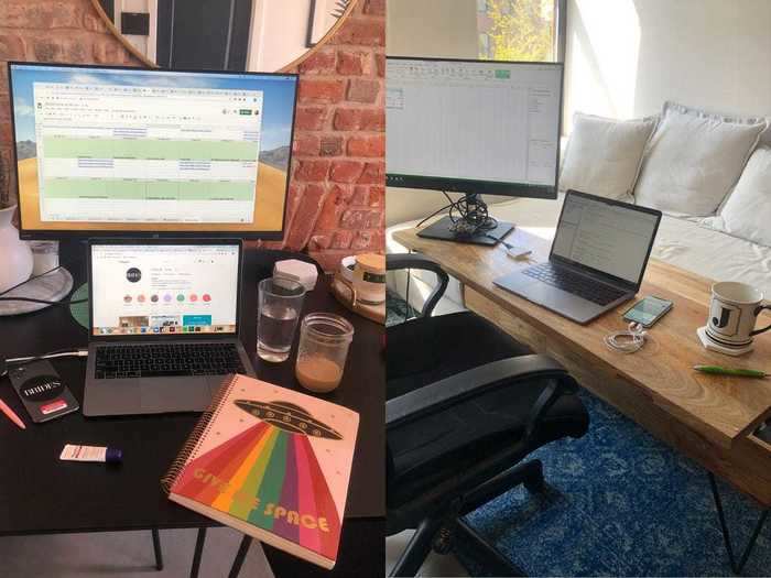 Social media manager Mariah Kulak and her boyfriend both work from their living room in Brooklyn.