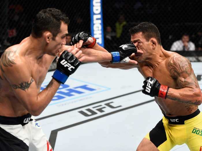 Rafael dos Anjos lost a five-round decision in Mexico in 2016 and while he emerged from the fight fairly clean, his eye socket still got accidentally penetrated by a rogue Ferguson finger.