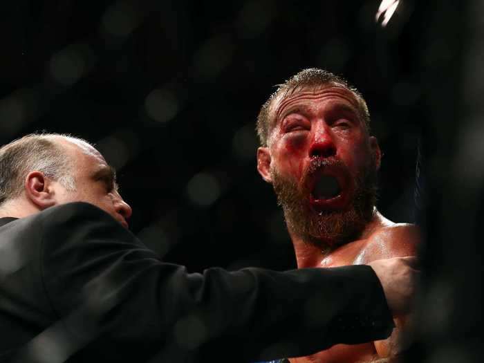 Then there was Donald Cerrone in 2019. Ferguson exchanged heavy leather with the Californian throughout the contest. Cerrone was beginning to suffer a hematoma under the eye and, when he blew his nose, it swelled shut in a grotesque manner.