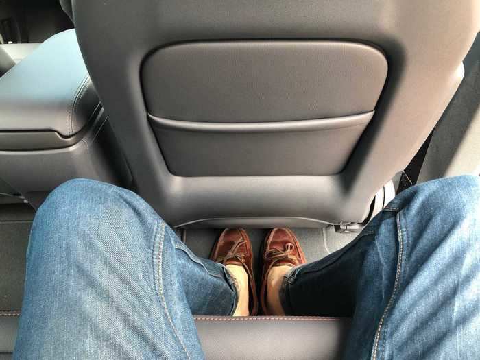 The lack of internal-combustion components means that the Bolt has good legroom in back, for a subcompact vehicle.