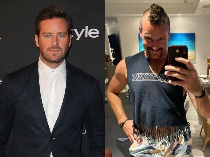 9. Armie Hammer shocked fans by revealing a new mohawk and mustache on Instagram.