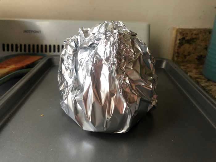 Once I was done kneading the dough, I wrapped it in foil and let it rest for 30 minutes.