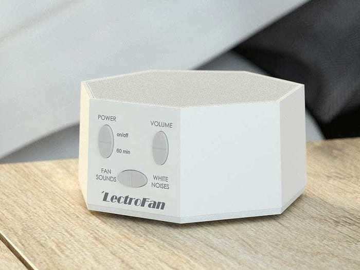 A white noise machine to block out external sounds that may frighten your dog