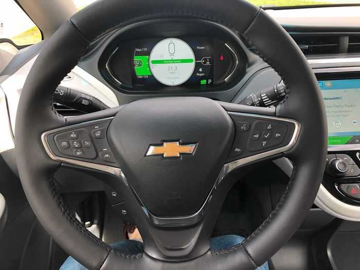 The multifunction steering wheel is nothing special, but it was heated in the Premier trim. The front seats were also heated.