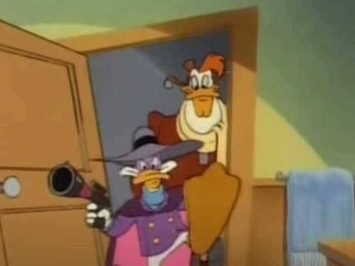 "Darkwing Duck" lampooned crime fighters every Saturday morning.