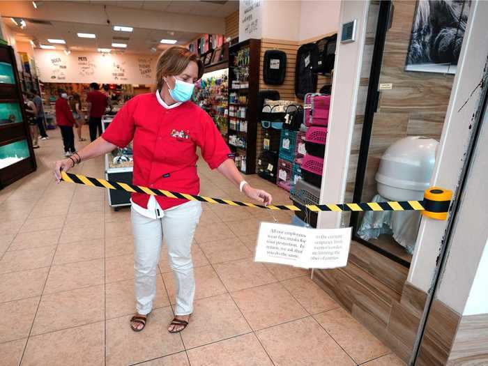 Some stores have blocked off entrances as they