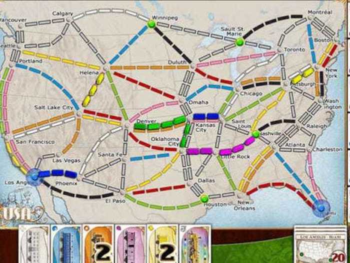 The game Ticket to Ride is a travel-themed board game with a family play option.