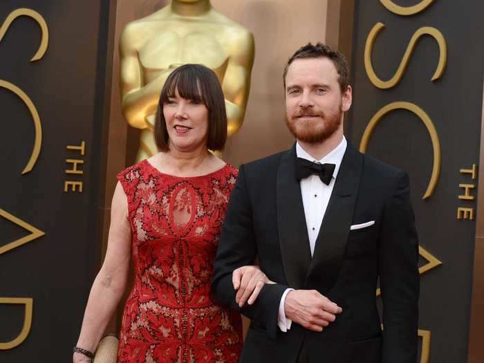 Michael Fassbender had his mother on his arm at the 2014 Oscars.