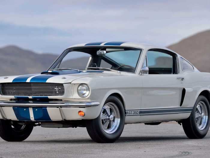 The collection includes the first production 1966 Shelby GT350 Fastback.