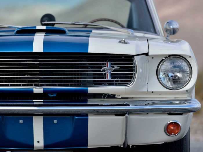 The car is one of just 252 coveted "carry-over" cars — early 1966 models that held on to some of the features of the original 1965 Shelby Mustangs.