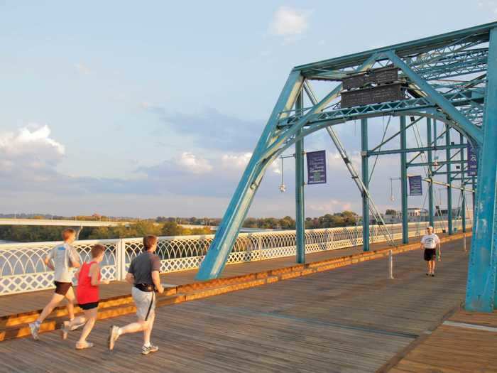 Normally the bridge has a steady stream of runners, walkers, bikers, and tourists strolling from one side of town to the other. That resumed when the bridge reopened on May 1.