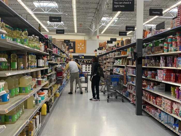 Meanwhile, in the baking aisle, shoppers passing each other couldn