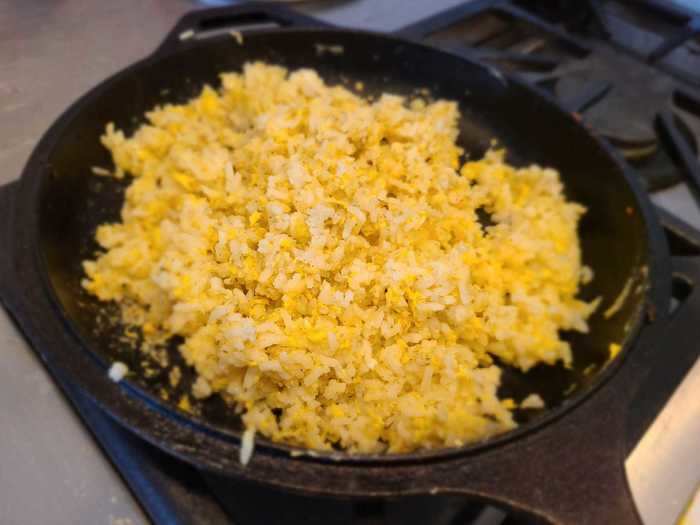 Before embarking on my taste test, I whipped up a batch of egg fried rice.