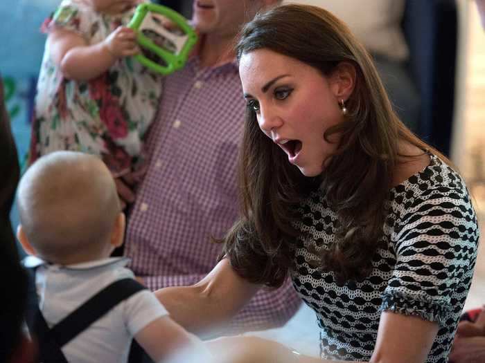 When Prince George was little, she entertained him with silly faces.