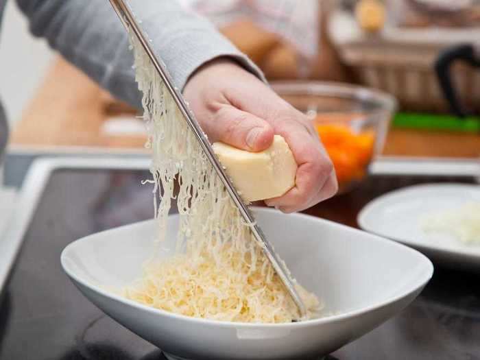 You can use a cheese grater to grate cold butter into flour for easy mixing.