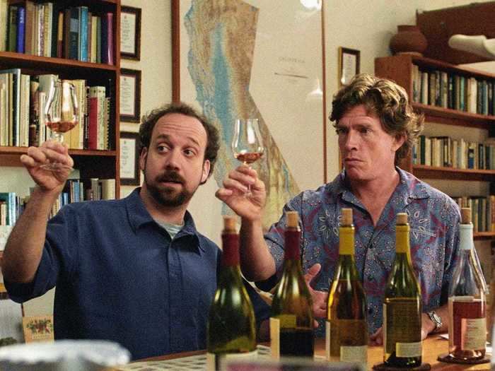 Two old friends visit vineyards in "Sideways" (2004).