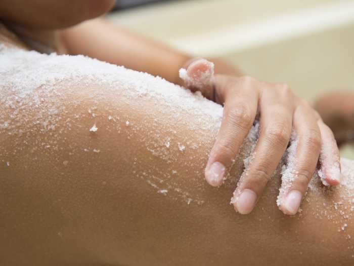 If you have dry skin, you can try rubbing salt and oil on the rough patches.