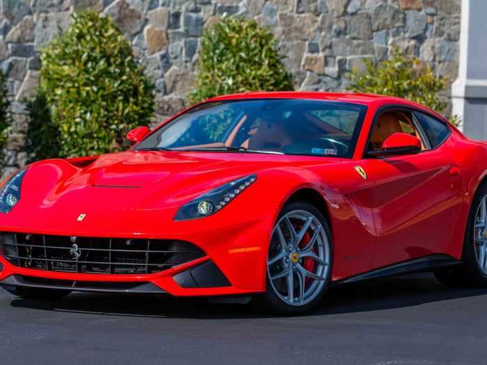 The newest Ferrari in the collection is a 2015 Ferrari F12 Berlinetta.