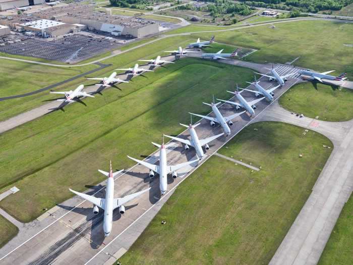 American took over Tulsa International Airport to store its jets as it has a large maintenance facility on the field.