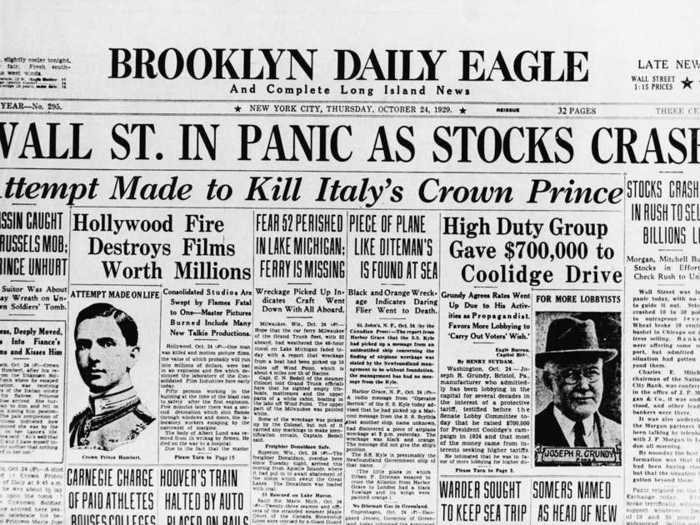 Known as Black Thursday, the 1929 crash was attributed in part to a vast imbalance of wealth between the rich and poor, a fervent production of goods, little to no wage gains, an increase in personal debt, and government mismanagement.