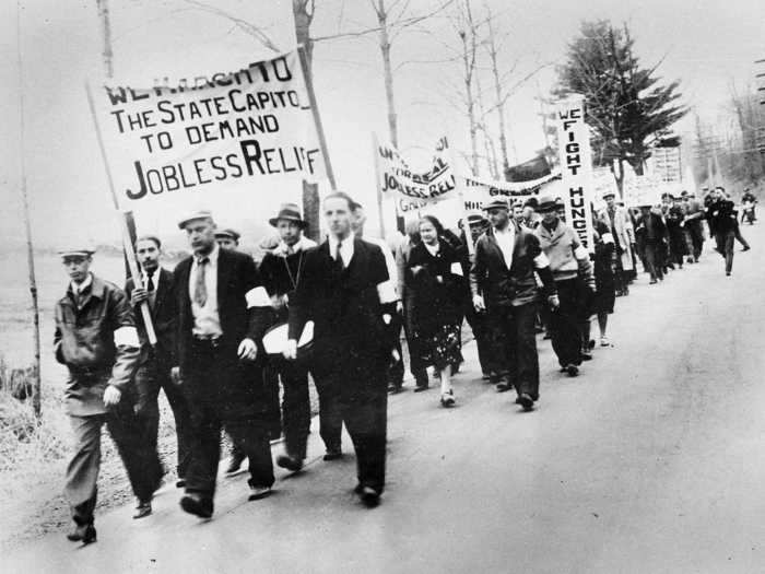 Those who were fortunate enough to remain working often suffered large pay cuts and decreased hours. By 1932, 75% of all remaining workers were on a part-time schedule.