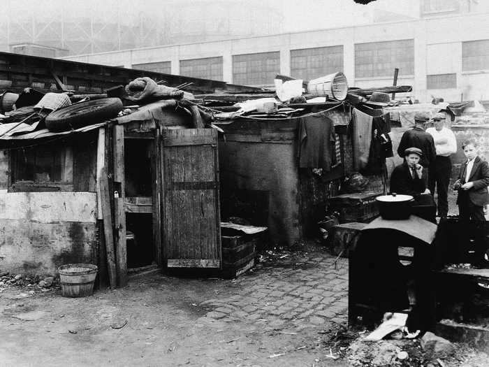 The struggle for money became so desperate that families across the country often lived in crowded shacks, while some inhabited caves or sewer pipes.