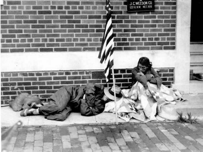 During the winters of 1932 and 1933, an estimated 1.2 million Americans were homeless. The population of the US at that time was about 125 million.