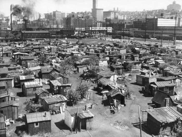 But Americans grew angry, and Hoover became widely blamed for the economic turmoil. Impoverished people living in shantytowns across the country started referring to them as "Hoovervilles," and empty pockets turned inside out were known as "Hoover flags."