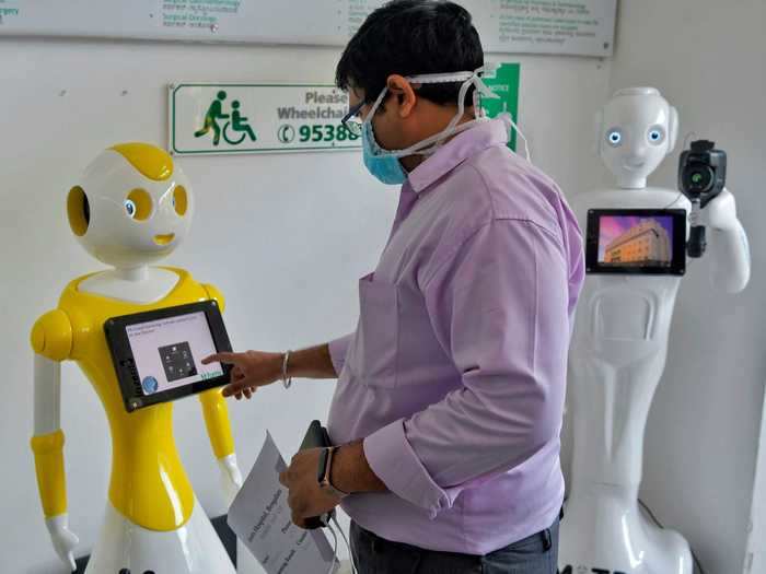 The robots are a safer way for doctors to perform initial screenings of patients.