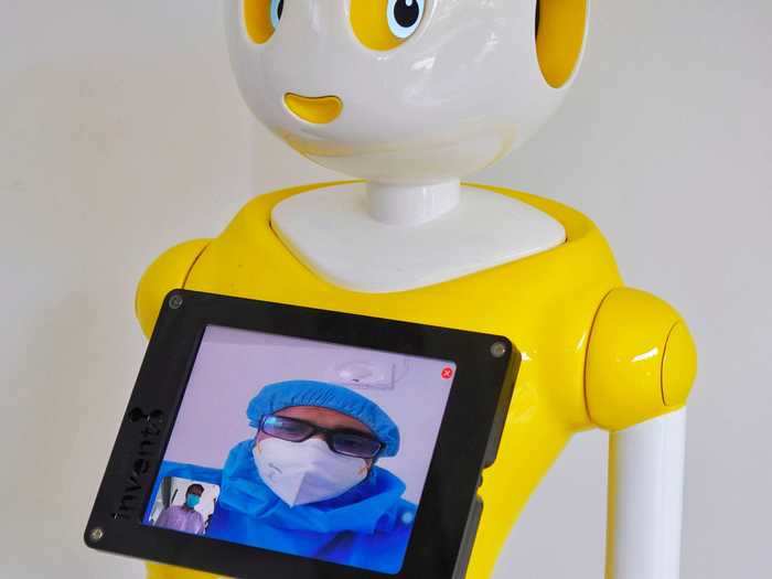 A tablet on one robot