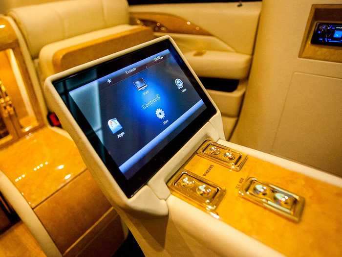 As in other Lexani models, passengers can control the entire entertainment system using a touchscreen on the center armrest.