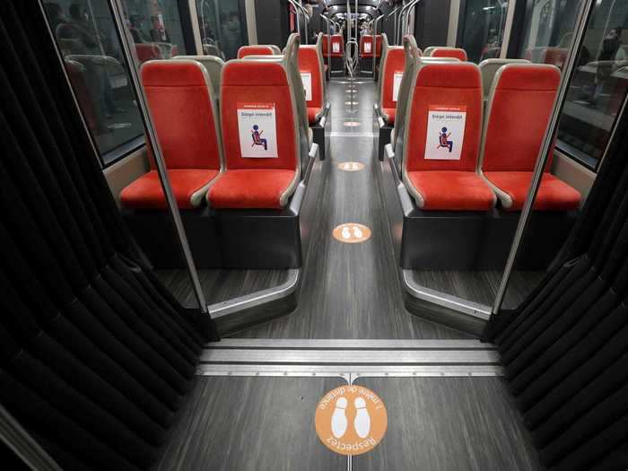 Social distancing on public transport is set to become another challenge. But authorities are using methods like taping off to seats to ensure that no close contact is made.