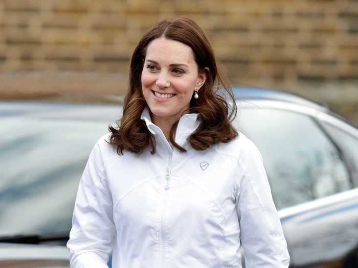 On a tour of the Wimbledon Junior Tennis Initiative at Bond Primary School, Kate Middleton wore sweatpants.