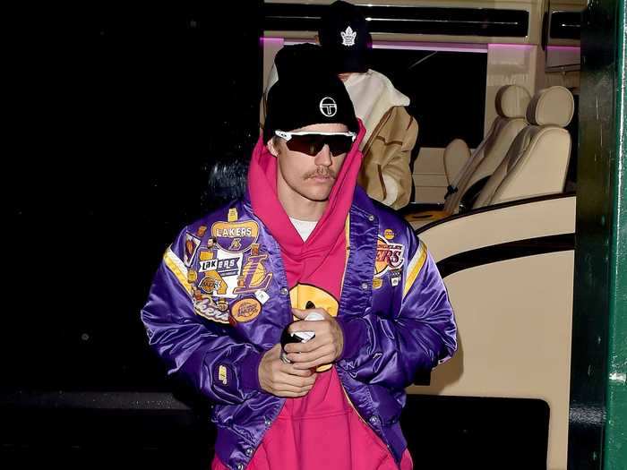 Justin Bieber also wore a pink sweatsuit when he was spotted leaving a restaurant in New York City.