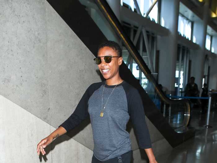 Actress Samira Wiley happily walked through the Los Angeles International Airport in her sweatpants.