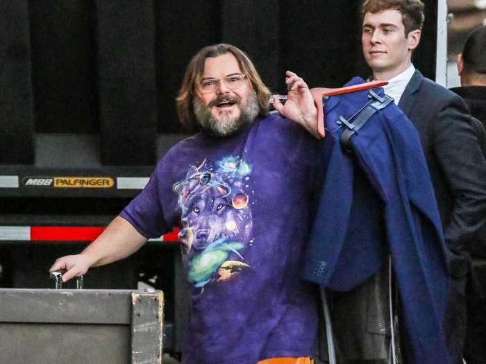 Jack Black once wore gold sweats with a purple T-shirt.