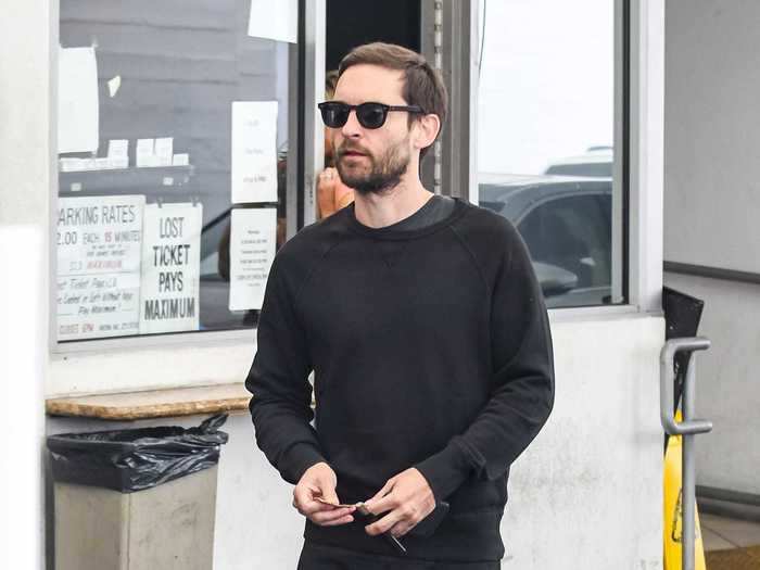 Tobey Maguire also tried out the sweatpants look in Los Angeles in 2018.