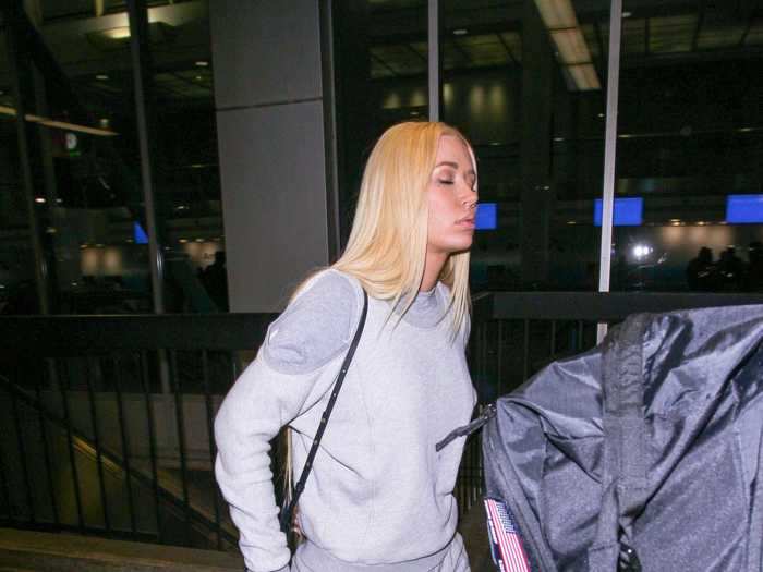 Iggy Azalea and her all-grey outfit were spotted at LAX.