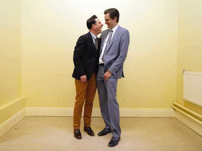 Across the Atlantic, Richard Dowlin and Cormac Gollogly "raced" to be one of the first married gay couples in County Tipperary, Republic of Ireland, in October 2015.