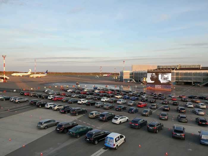 Vilnius Airport in Lithuania converted its expansive tarmac area into a drive-in movie theater.