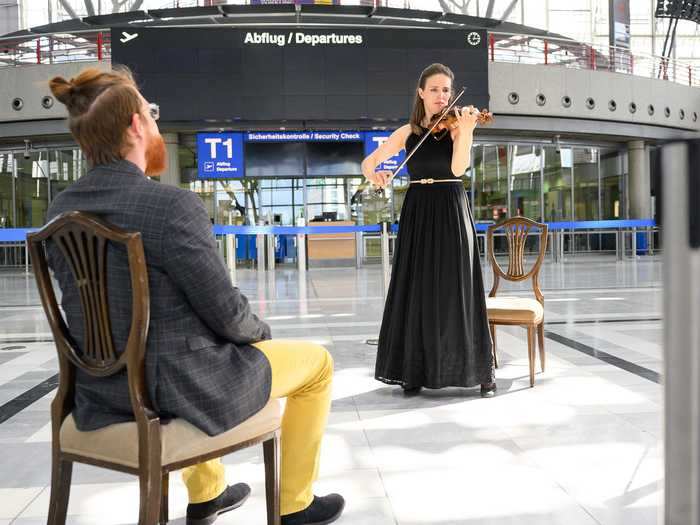 Performers will offer one-on-one performances in the cavernous, yet empty terminal building for free, with patrons encouraged to make a donation.