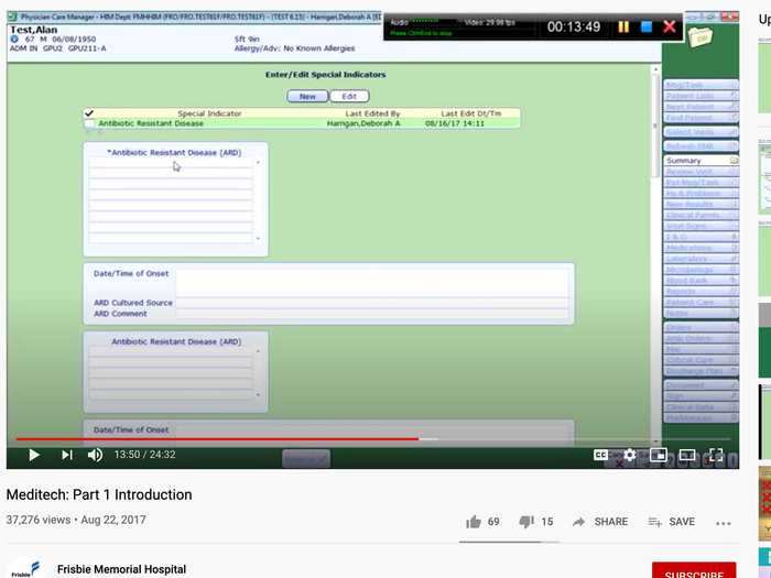 14. MEDITECH software: Medical program