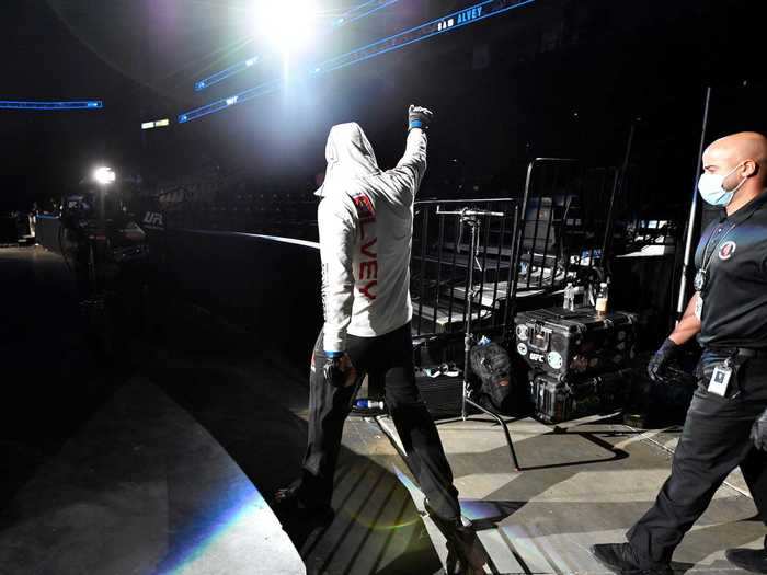 The Octagon walk could get weird as Sam Alvey proved ahead of his light heavyweight fight against Ryan Spann when he gestured at the empty arena, and high-fived thin air.