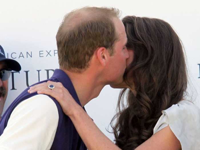 At a polo event in 2012, the royal couple stole a quick kiss.